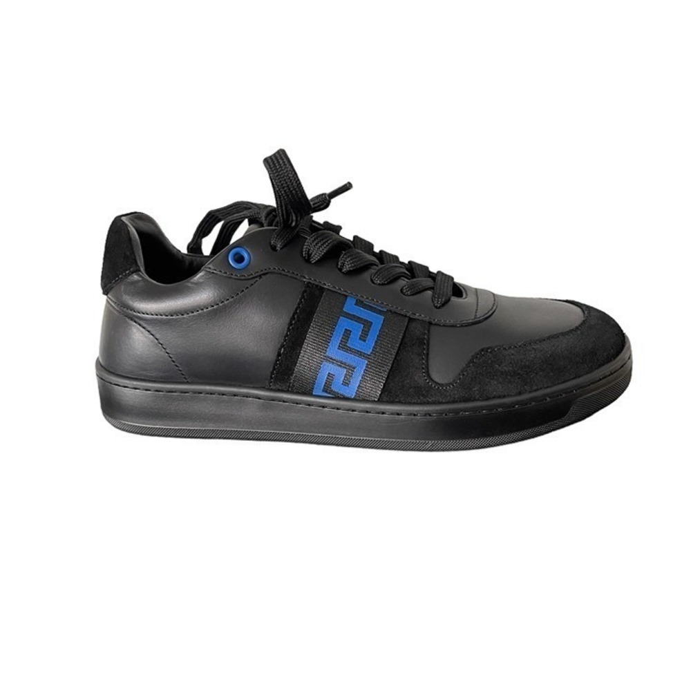 Versace La Greca Black/Blue Sneaker‎ Unisex Womens 1011938, sz 38.5